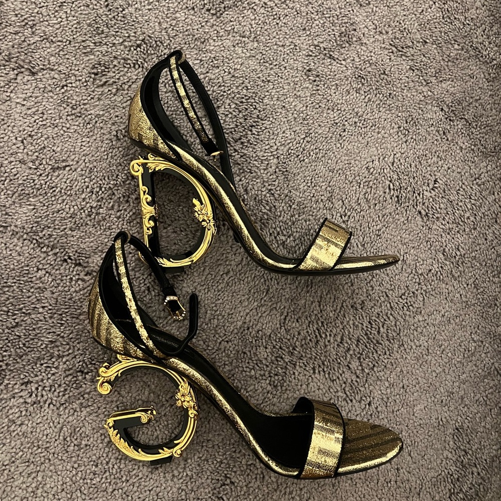 Dolce&Gabbana Sculpted heel jacquard sandals